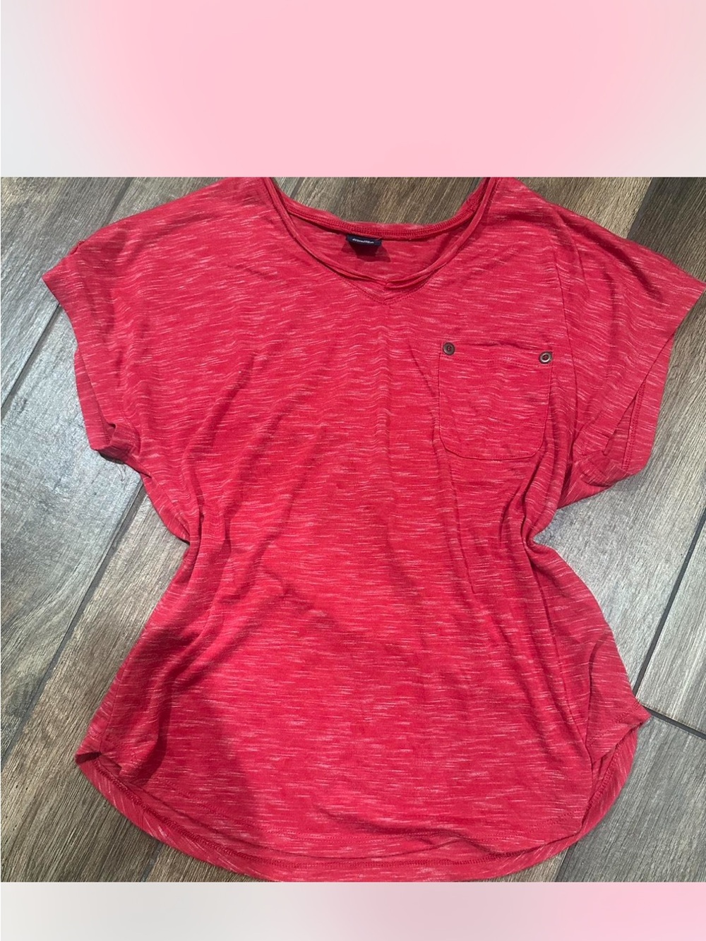 Faded Glory Women's Red Short Sleeve Pocket Tee